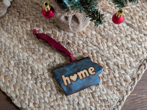 Home Ornament with Heart - Dark Blue