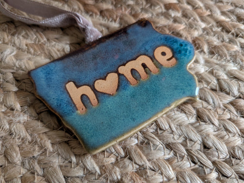 Home Ornament with Heart - Light Blue